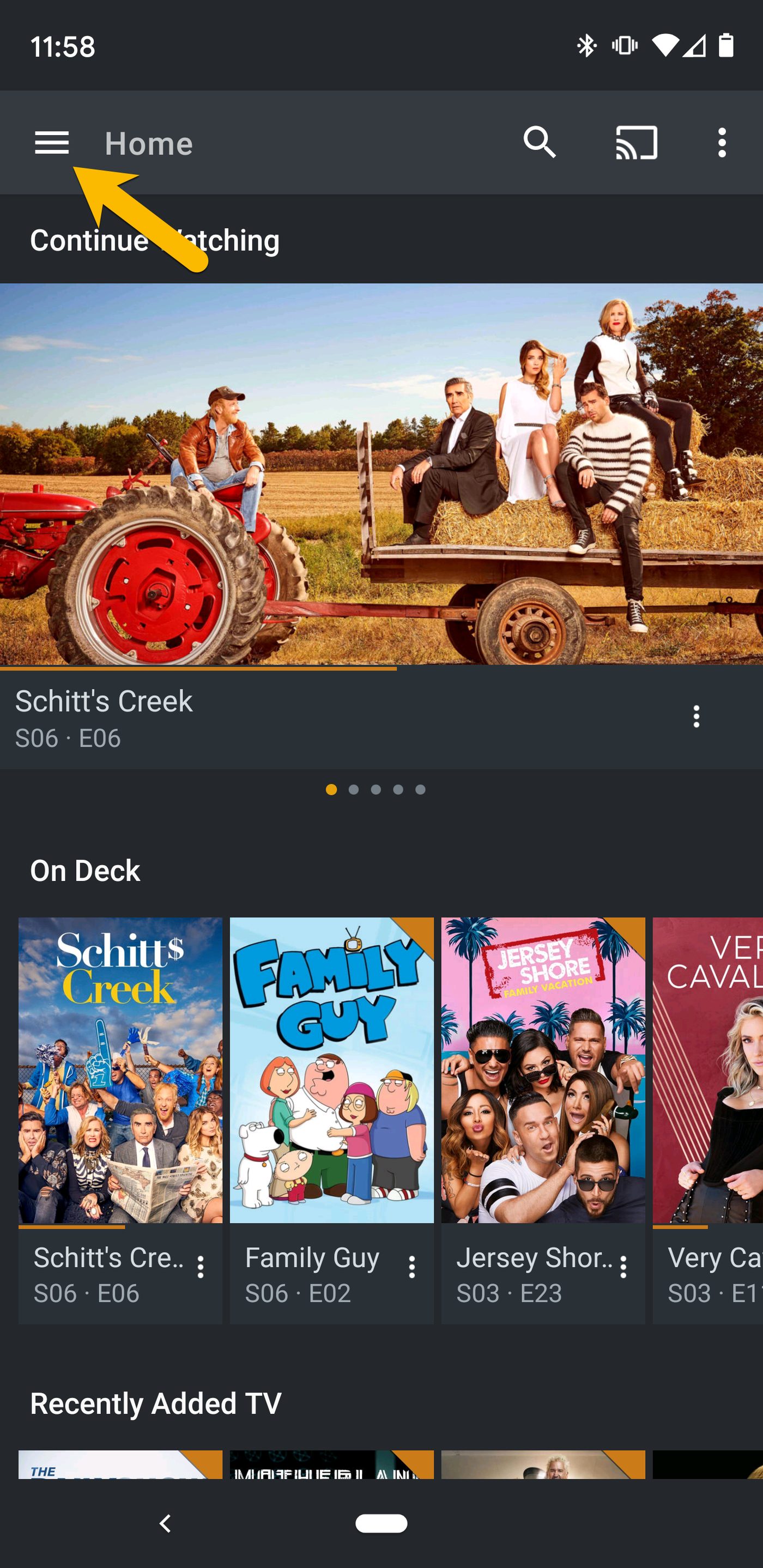 Android Plex home screen