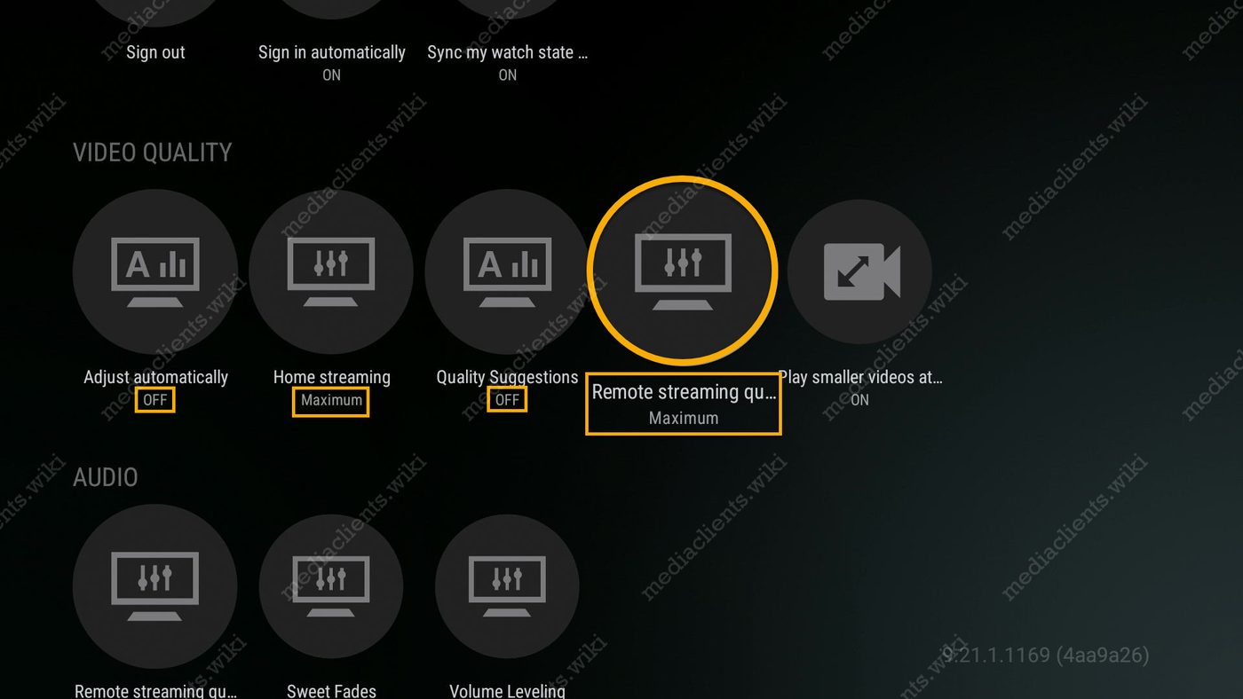 Final optimal video settings on Android TV