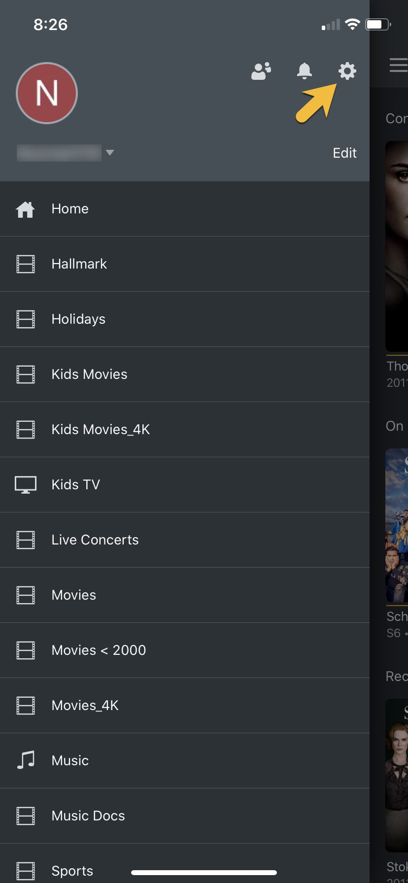 iOS Plex side menu