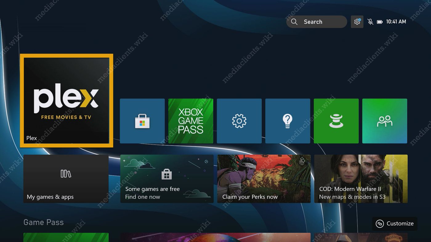 Plex on the Xbox dashboard